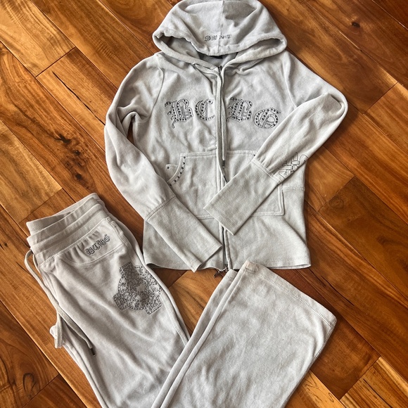 BCBGMaxAzria Velour Tracksuit Light Gray S - Picture 1 of 15
